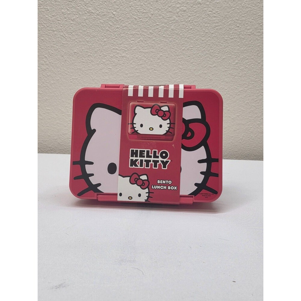 Hello Kitty Sanrio Bento Lunch Box Pink Red Small Divided Snack Container